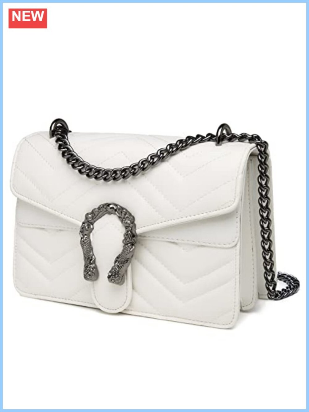 Snake Print Faux Leather Crossbody Bag Chain Strap Evening Clutch